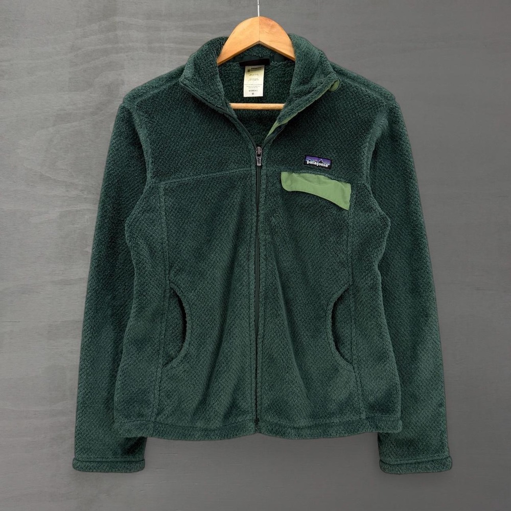 Vintage Patagonia Re-Tool Full Zip Fleece Jacket Green Polartec Women Medihm